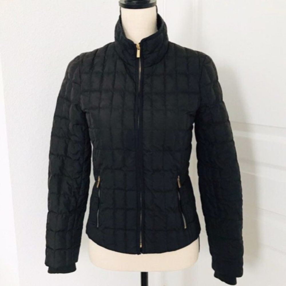 J. Crew Black Down Puffer Gold Zipper Size…